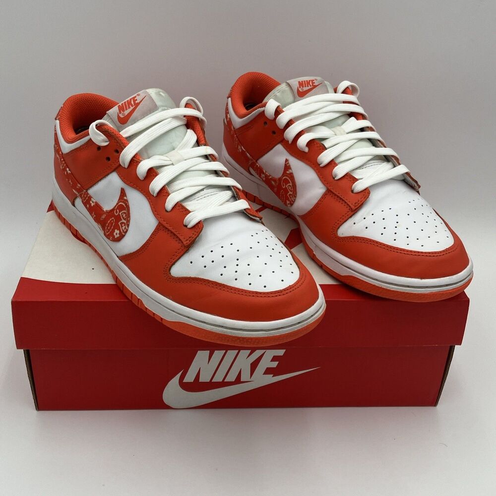 Nike Dunk Low ESS Orange Paisley White Women's Size 12 DH4401-103 2022 w Box